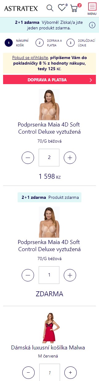 Košík na mobilu s akcí