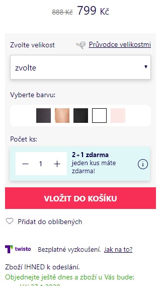 Informace na mobilu u počtu kusů