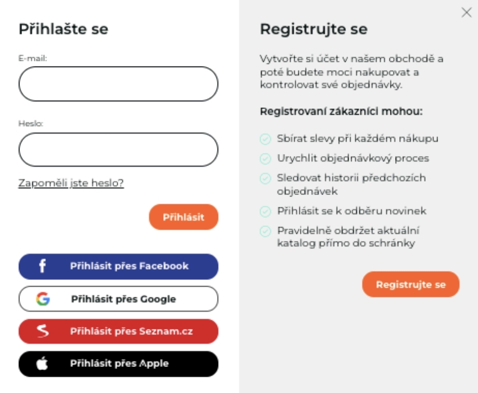 One tap login skrze Metu, Google, Seznam i Apple