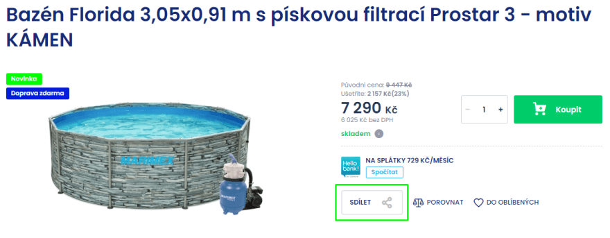 Sdílení produktů na Marimexu