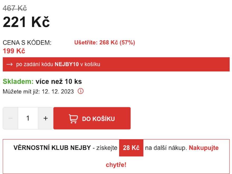 Zobrazení ceny na produktové straně