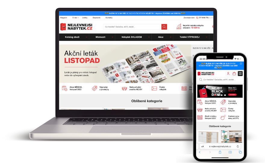 Respozivní eshop Nejlevnejšínábytek.cz