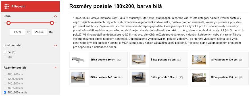 Parametrické produktové kategorie