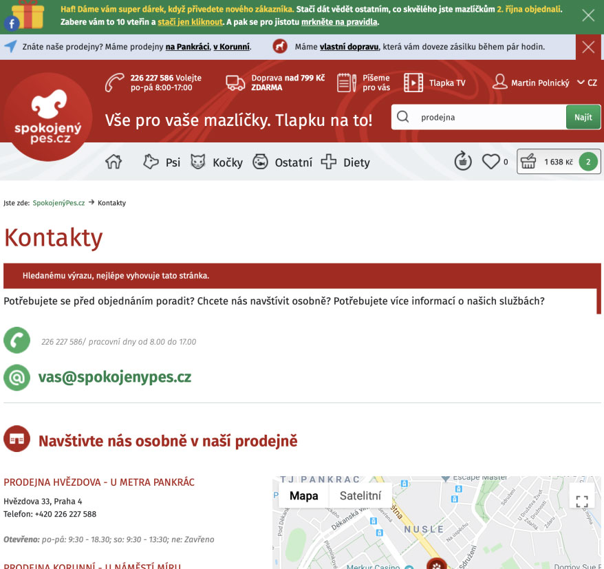 Odpověď na dotaz typu prodejna