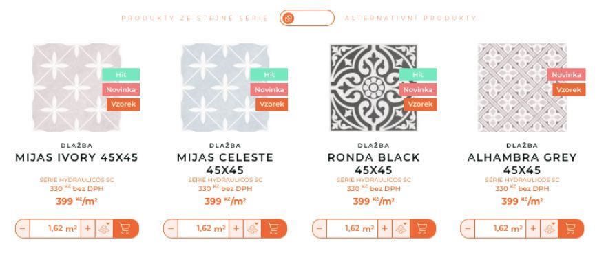 Zobrazení sérií na produktové straně