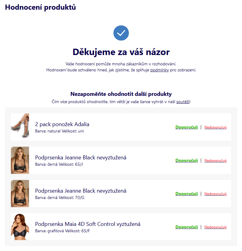 Výzva k hodnocení dalších produktů