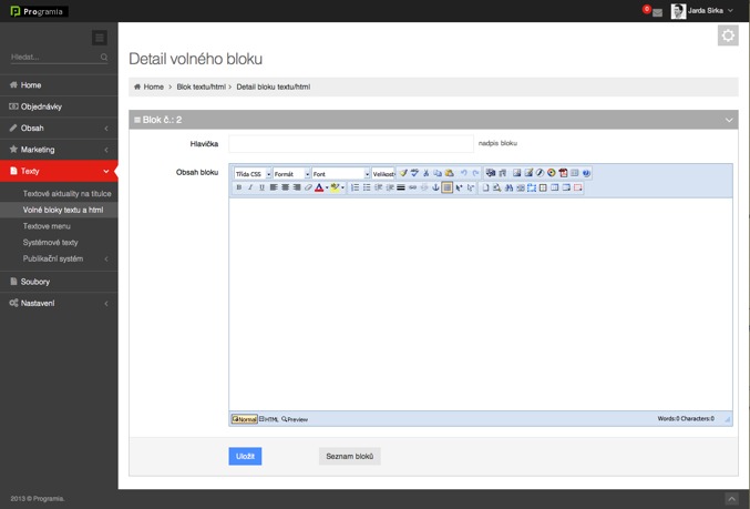 ProgramiaShop (Czech version) - WYSIWYG editor of articles