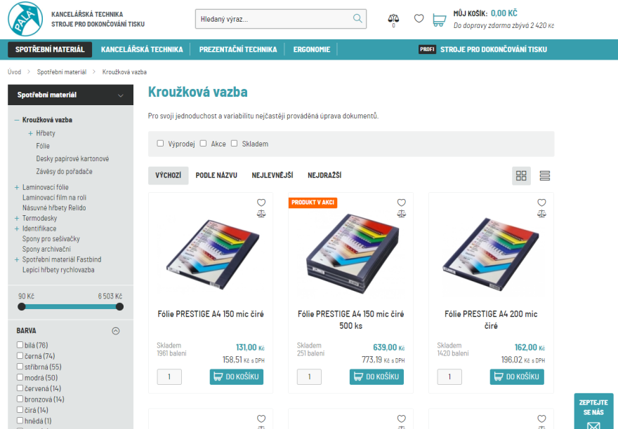 5 nových multijazyčných a multiměnových B2C a B2B e-shopů pro společnost PALA, s. r. o.