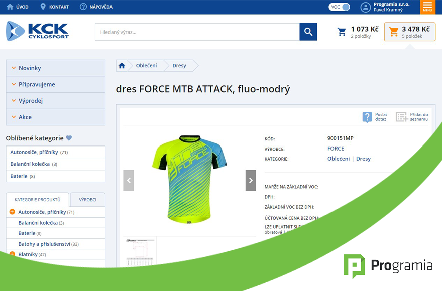 2 nákupní košíky a spoustu dalších změn přinesl redesign B2B e-shopu KCK Cyklosport